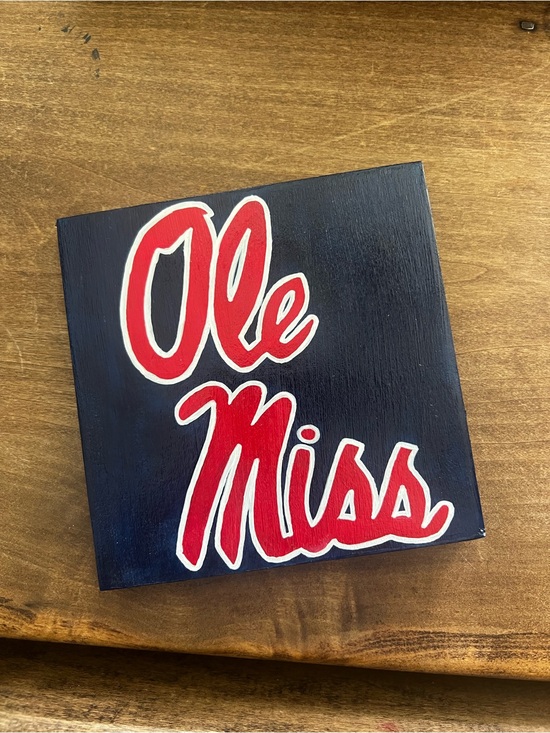 Other - Ole Miss Hand-Painted Sign in Navy and Red